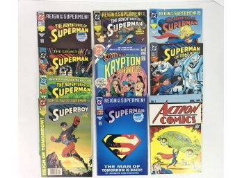 Group Lot Of 10 Vintage  Comics (1990's) 9 Superman Plus One Superboy