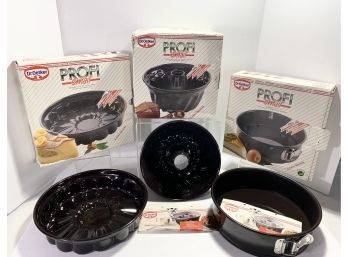 Group Of 3 German (Dr. Oetker Profi Email) Black Enamel Baking Forms - New In Boxes