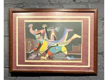 Rare Joseph Vogel 1936 Forward Pass Signed Serigraph - NYC WPA Art Project