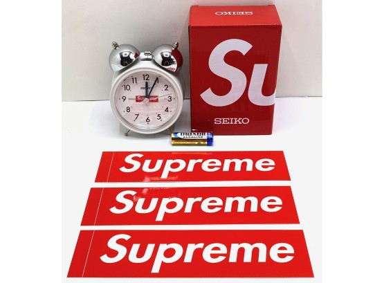 New In Box Supreme Seiko Alarm Clock & Supreme Stickers #40676129 |  Auctionninja.com