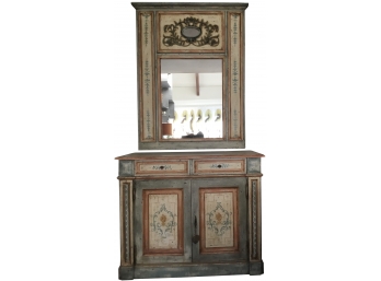 Domain Borghese Mirror And Server/buffet Keyed Wine Cabinet