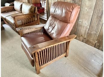 Vintage Stickley Mission Collection Oak Bow Arm Recliner