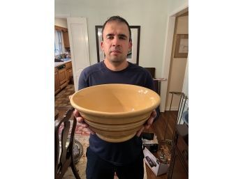 Vintage Banded Yellow Ware Mixing Bowl