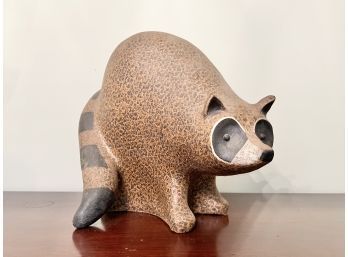 John H. Seymour Signed Raccoon (Large) Stoneware Art Pottery Sculpture