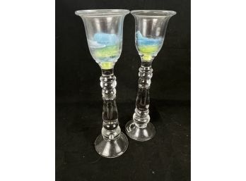 Glass Candle Stick Holders