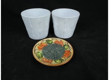 Shot Glasses And Pottery Coaster