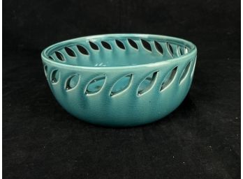 Blue Glazed Pottery Planter Bowl