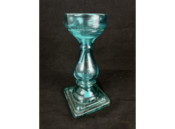 Blue Glass Candle Stick Holder