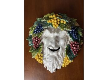 Berry Wreathe Old Man Mask Wall Decor