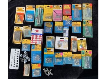 Assorted Lot Of Screws, Bolts, Insulated Staples, Stove Bolts