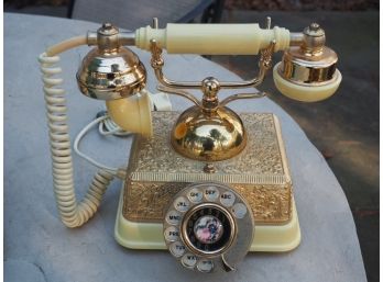 Vintage French Style Rotary Decorative Phone Tested And Working