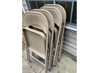 Fabric Padded Metal Folding Chairs (four Chairs)