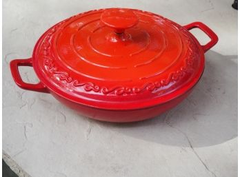 TECHNIQUE Red Enameled Coated Cast Iron Covered Cookware