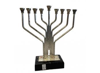 Modernist Silver Plated Chanukah Menorah By Wainberg