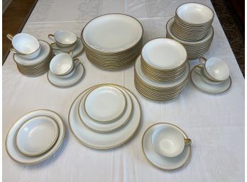 Midcentury Noritake 'Bradford' Gold-Rimmed Dinner Service, Complete 7-Piece Service For Nine Plus