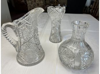 Very Fine Antique American Brilliant Cut Glass Trio