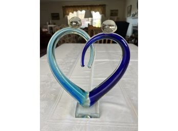 Blue Murano Art Glass 12' Heart Sculpture