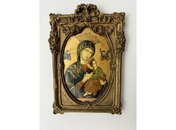 European Religious Icon In Florentine Giltwood Frame