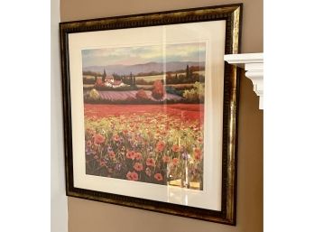Scenic Red Flowers Print In Frame