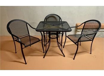 Outdoor Metal Patio Table Set W/ Three Chairs