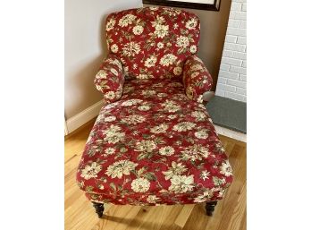 Red Floral Cloth Chaise Lounger