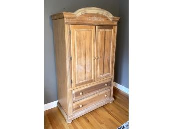 Tall Blonde Wood Armoire - 1 Of 2