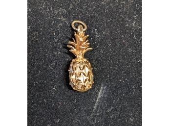 14k Yellow Gold 3-D Textured Pineapple Charm Marked 'Crea 14k'