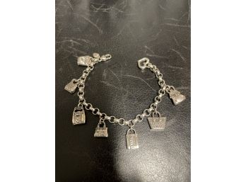 Vintage Sterling Charm Bracelet 7 Pocketbook Charms .