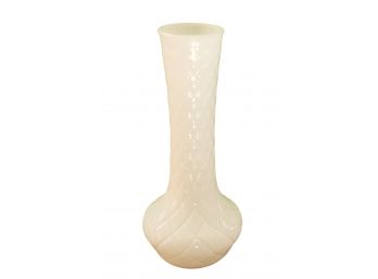 Vintage Hoosier Glass Co Quilted Pattern Milk Glass Flared Bud Vase