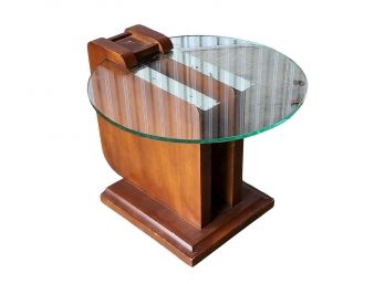 Extremely Rare Mid Century Experimental Custom Crafted James Mont Floating Glass Side Table 1950