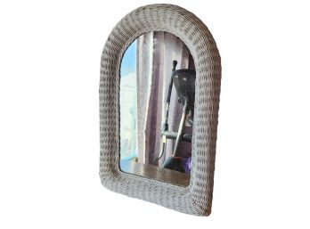 Recent Wicker Arched Top Vanity Mirror, 1990s
