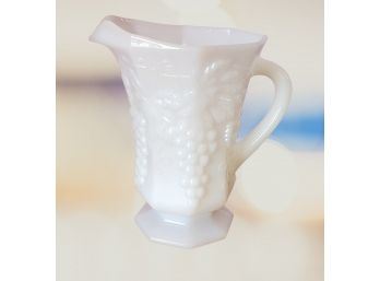 Anchor Hocking Early American Pressed Milk Glass Pitcher Grape & Vine Pitcher