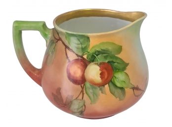 Antique Heinrich Co. H & C Bavaria Hand Painted Porcelain Lemonade / Cider Pitcher C1900