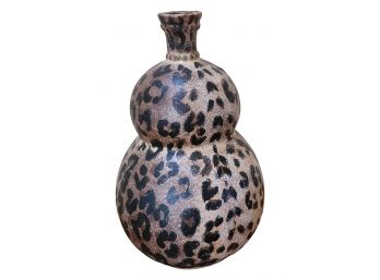 Double Bulbous Animal Patterned Pottery Vessel Vase, C1990s