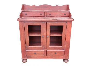 Red Stain Painted Solid Oak Broyhill Furniture Attic Heirlooms Collection Jelly Dining Chest Cabinet 5397-60