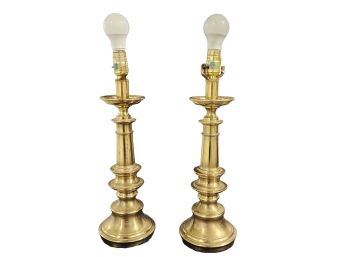 Pair Vintage Brass Stiffel Table Lamps