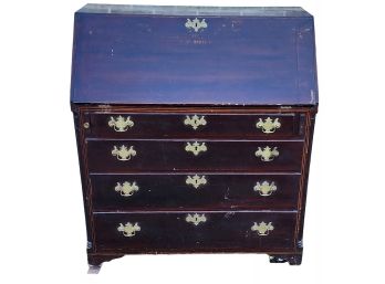 Antique  English 19th Century Boxwood Line Inlaid Georgian Style Mahogany Slant Top Bureau Desk ~ AS IS ~