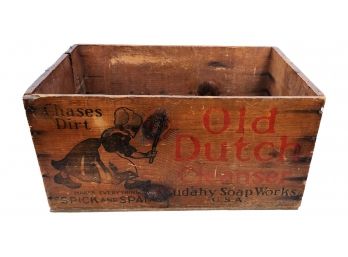 Antique Cudahy Soap Works Old Dutch Cleanser Wood Crate Bin ~ Cases Dirt Makes Everything Spick & Span