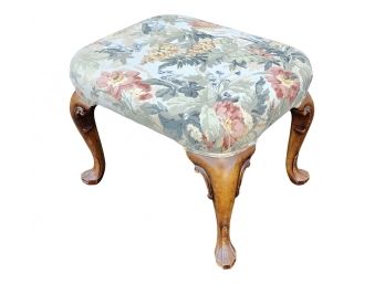 Early 20th Century Walnut Queen Anne Upholstered Ottoman ~ Footstool