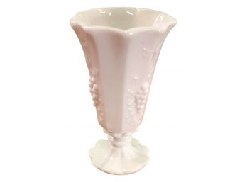 Vintage Westmoreland White Milk Glass Flared Footed Vase ~ Grape Pattern