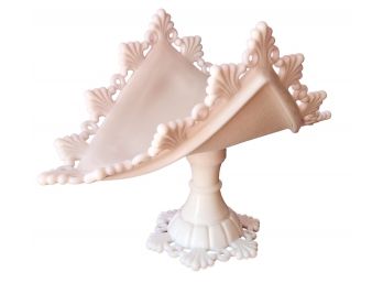 Vintage Westmoreland White Milk Glass Pierced Footed Banana Bowl Tray