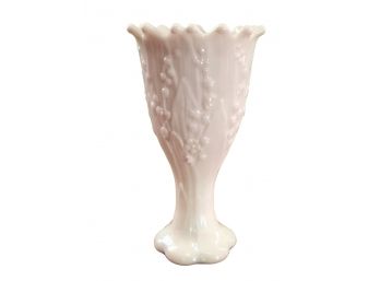 Vintage Westmoreland White Milk Glass Lilly Of The Valley Footed Vase