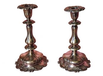 Pair Quality 20th Century Gorham Electroplate Silverplate Candlesticks 8.75'