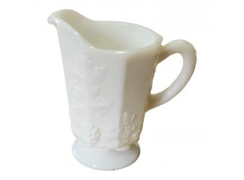 Vintage  White Milk Glass Westmoreland Grape Patterned Small Creamer Pitcher