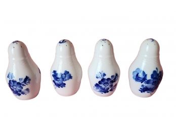 2 Pairs Of Vintage Royal Copenhagen Blue Flower Braided Porcelain Salt & Pepper Shakers