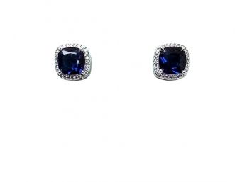 GREAT GIFT ITEM - RHODIUM PLATED EARRINGS WITH BRILLIANT CZ STONES - NEW - TARNISH RESISTANT & HYPOALLERGENIC