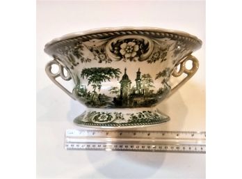 PRETTY BOWL WITH HANDLES AND SMALL PLATE