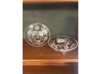 2  Glass Nut/candy Bowls