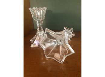 Pair Lead Crystal Candlestick Holders