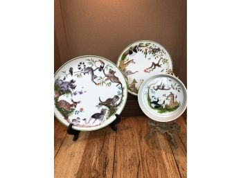 3 Pc Lynn Chase Jungle Party Plate/bowl Set 1988